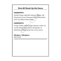Elvis All Shook Up Hot Sauce - Bilingual Ingredients