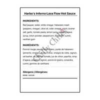 Harbo's Inferno Lava Flow Hot Sauce - Bilingual Ingredients