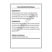 Fury Huli Huli Hot Sauce - Bilingual Ingredients