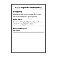 Bag N' Tag Wild Game Seasoning - Bilingual Ingredients