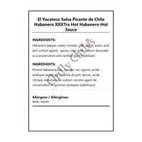 El Yucateco Salsa Picante de Chile Habanero XXXTra Hot Habanero Hot Sauce - Bilingual Ingredients