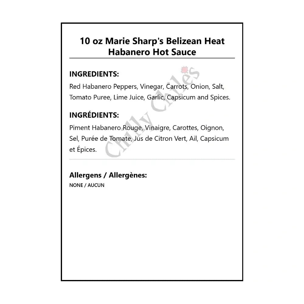 10 oz Marie Sharp’s Belizean Heat Habanero Hot Sauce - Hot Sauce