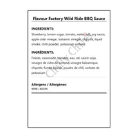 Flavour Factory Wild Ride BBQ Sauce - Bilingual Ingredients