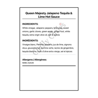 Queen Majesty Jalapeno Tequila & Lime Hot Sauce - Bilingual Ingredients