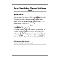 Baron West Indian Mustard Hot Sauce 14oz - Bilingual Ingredients