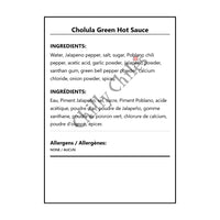 Cholula Green Hot Sauce - Bilingual Ingredients