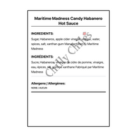 Maritime Madness Candy Habanero Hot Sauce - Bilingual Ingredients