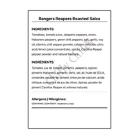 Rangers Reapers Roasted Salsa - Bilingual Ingredients