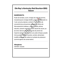 Ole Ray's Kentucky Red Bourbon BBQ Sauce - Ingrédients Français