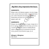 Big Dick's Very Impressive Hot Sauce - Bilingual Ingredients