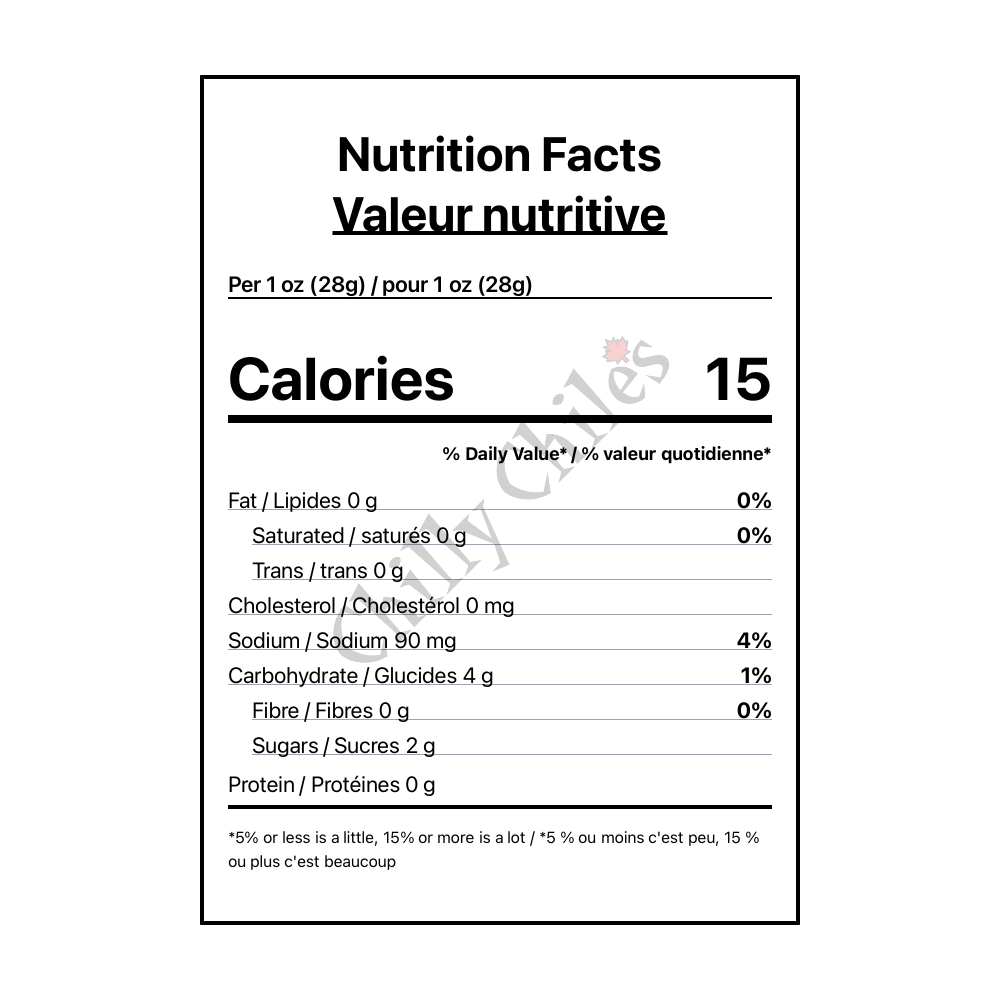 CaJohns Bourbon St Fiery BBQ Sauce - Canadian Nutrition Facts