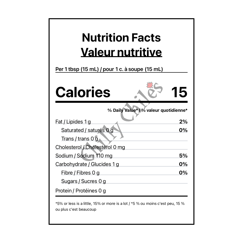 Torchbearer Goblin Blood Hot Sauce - Canadian Nutrition Facts