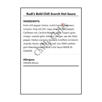 Rudi's Bold Chili Scorch Hot Sauce - Bilingual Ingredients