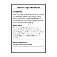 Hot Ones Original BBQ Sauce - Bilingual Ingredients