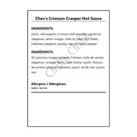 Chev's Crimson Creeper Hot Sauce - Bilingual Ingredients