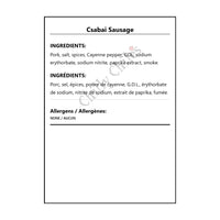 Csabai Sausage - Bilingual Ingredients