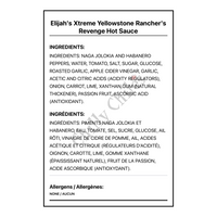 Elijah's Xtreme Yellowstone Rancher's Revenge Hot Sauce - Bilingual Ingredients