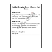 Fat Cat Everyday Green Jalapeno Hot Sauce - Bilingual Ingredients