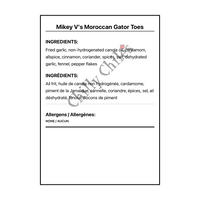Mikey V's Moroccan Gator Toes - Bilingual Ingredients