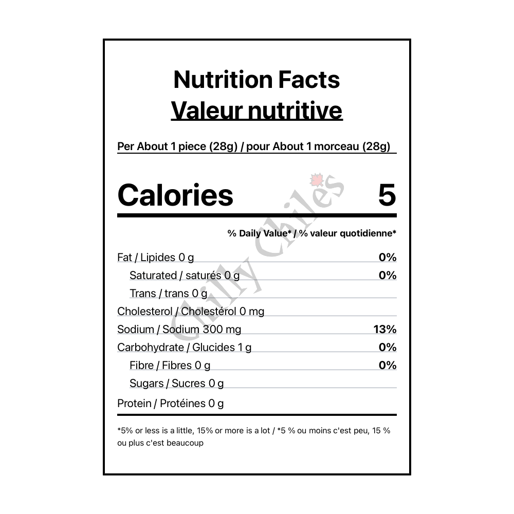Atomic Dongs Dill Pickle Habanero & Garlic Spears - Canadian Nutrition Facts