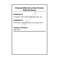 Britannia Mills Cire a Chat Sriracha Style Hot Sauce - Bilingual Ingredients