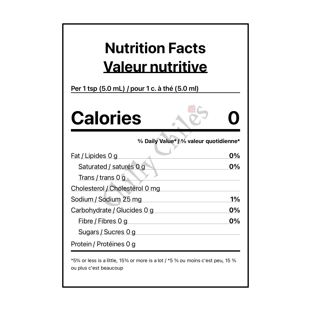 Wicked Smart Padna Hot Sauce - Canadian Nutrition Facts
