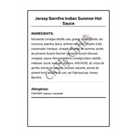 Jersey Barnfire Indian Summer Hot Sauce - Ingrédients Français
