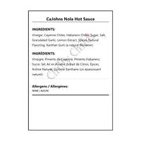 CaJohns Nola Hot Sauce - Bilingual Ingredients