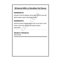 Britannia Mills La Deraillee Hot Sauce - Bilingual Ingredients
