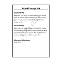 Teriyaki Sausage 8pk - Bilingual Ingredients