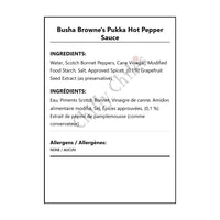 Busha Browne's Pukka Hot Pepper Sauce - Bilingual Ingredients