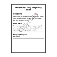 Marie Sharp's Spicy Mango Wing Sauce - Bilingual Ingredients