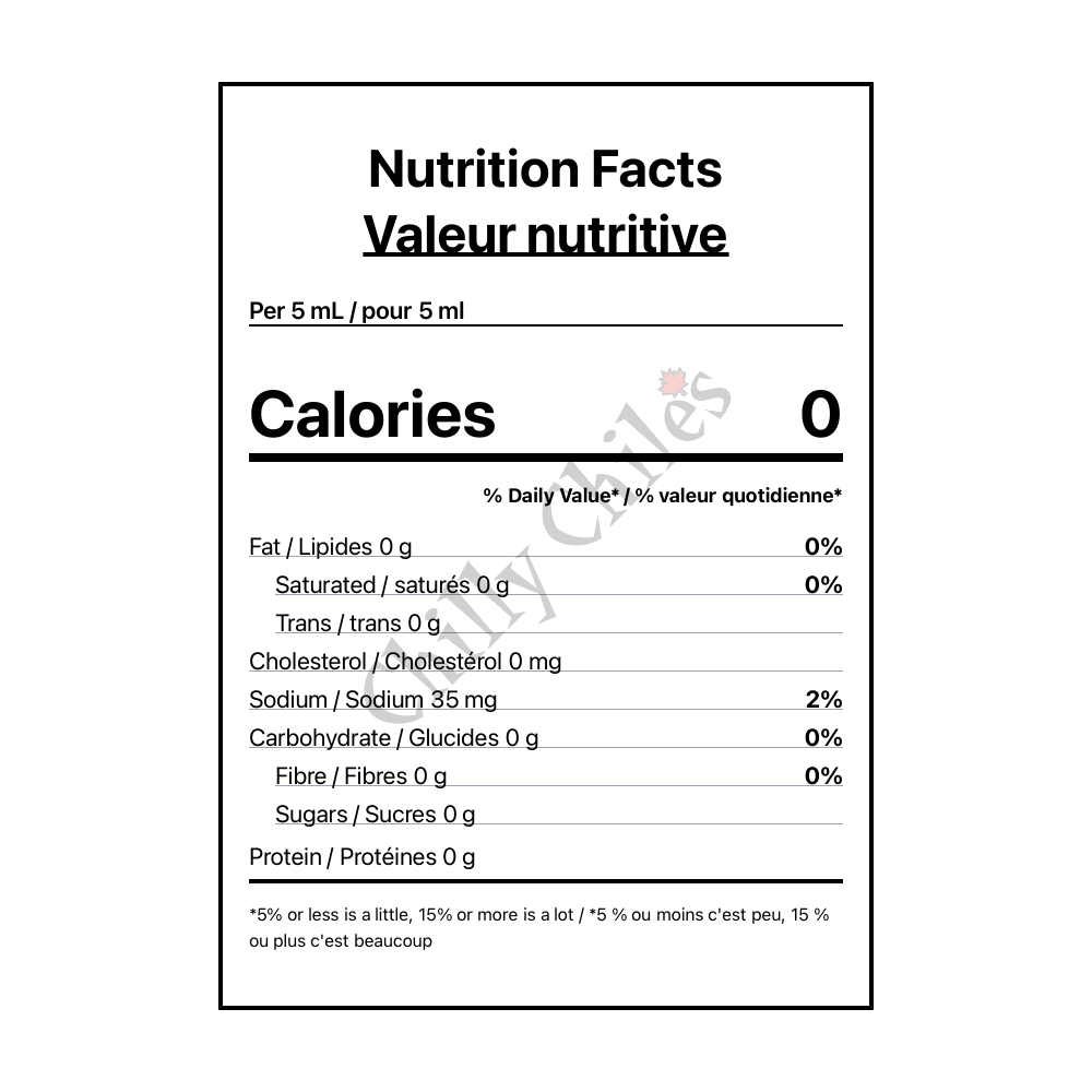 Piko Riko T.D.M. Scorpion Grenade Hot Sauce - Canadian Nutrition Facts