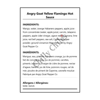 Angry Goat Yellow Flamingo Hot Sauce - Bilingual Ingredients