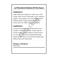 La Pimenterie Newton XF Hot Sauce - Bilingual Ingredients