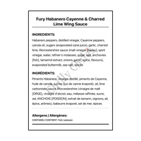Fury Habanero Cayenne & Charred Lime Wing Sauce - Bilingual Ingredients