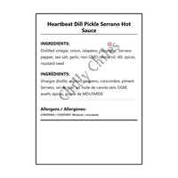 Heartbeat Dill Pickle Serrano Hot Sauce - Bilingual Ingredients