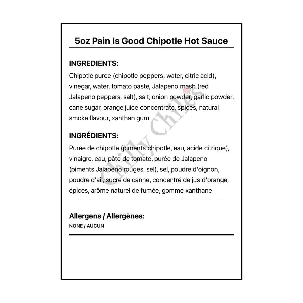 5oz Pain Is Good Chipotle Hot Sauce - Hot Sauce