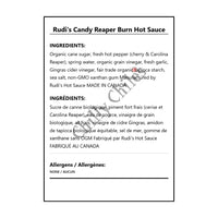 Rudi's Candy Reaper Burn Hot Sauce - Bilingual Ingredients