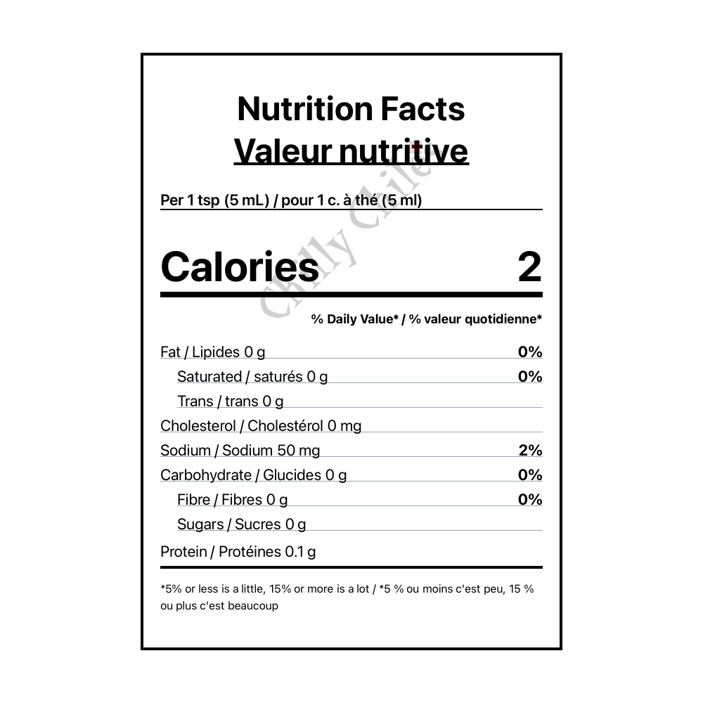 Britannia Mills La Ferme Hantee Hot Sauce - Bilingual Ingredients