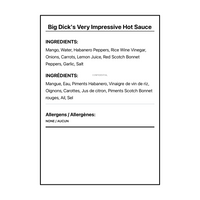Big Dick's Very Impressive Hot Sauce - Bilingual Ingredients