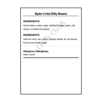 Byler's Hot Dilly Beans - Bilingual Ingredients