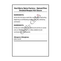 Hurt Berry Spice Factory - Spiced Pine Smoked Reaper Hot Sauce - Bilingual Ingredients