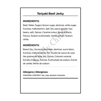Teriyaki Beef Jerky - Bilingual Ingredients