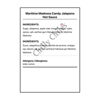 Maritime Madness Candy Jalapeno Hot Sauce - Bilingual Ingredients