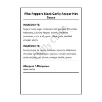Piko Peppers Black Garlic Reaper Hot Sauce - Bilingual Ingredients