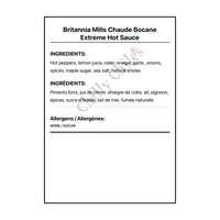 Britannia Mills Chaude Bocane Extreme Hot Sauce - Bilingual Ingredients