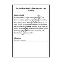 Jersey Barnfire Indian Summer Hot Sauce - Bilingual Ingredients