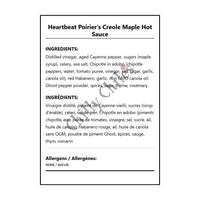 Heartbeat Poirier's Creole Maple Hot Sauce - Bilingual Ingredients