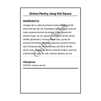 Onima Pantry Jang Hot Sauce - Ingrédients Français